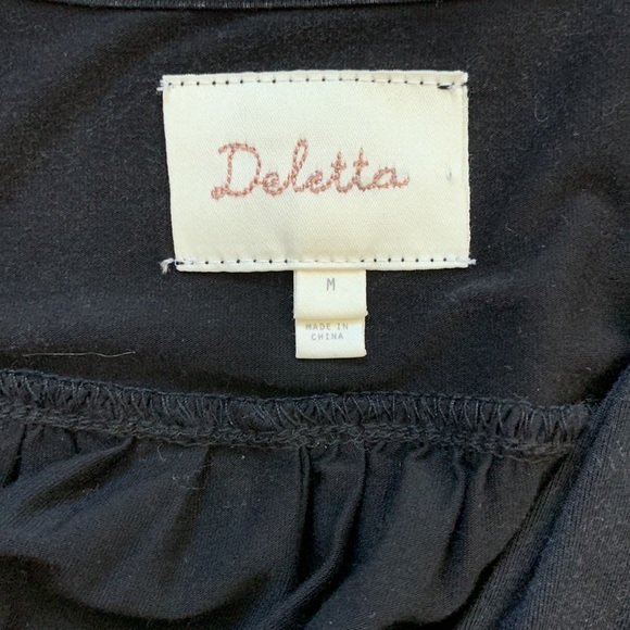 Anthropologie Deletta Side Tie V-Neck Long Sleeve Blouse Black Medium - Picture 2 of 6